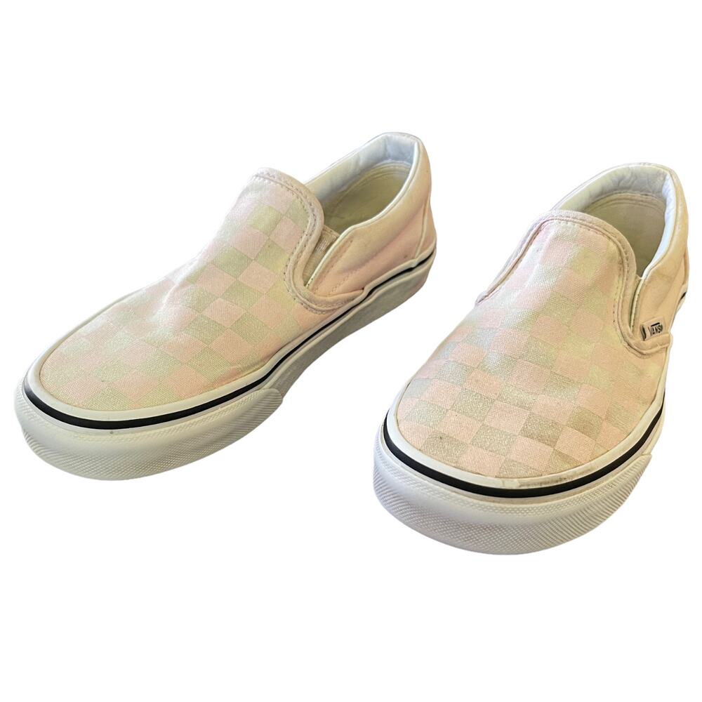 Vans Off The Wall Pink White Slip On Shoes Size 5